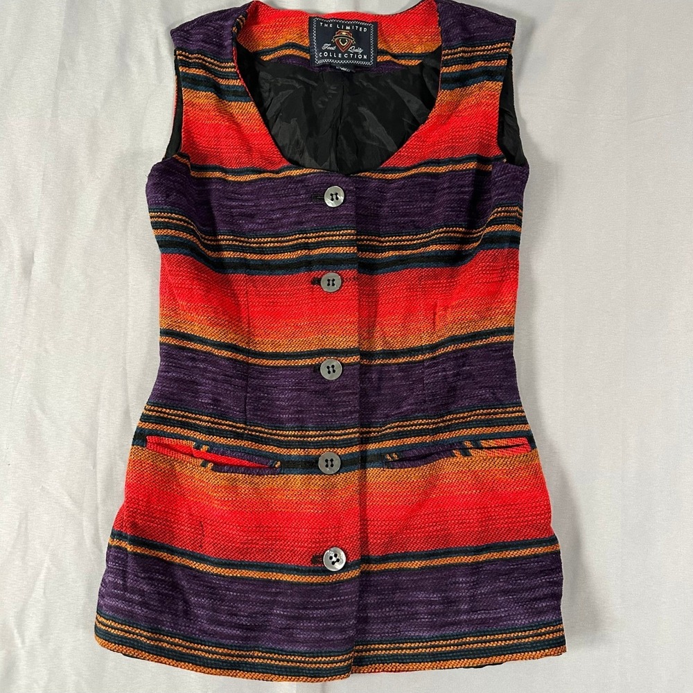 The Limited Finest Quality Collection Vintage Striped Vest Red Purple XS
